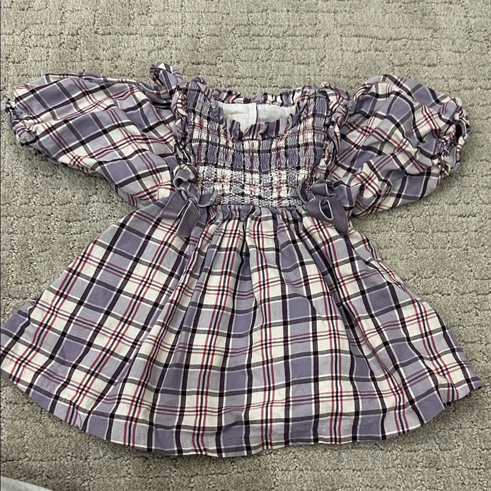 Girls' Lavender Plaid Smocked Dress - Kids